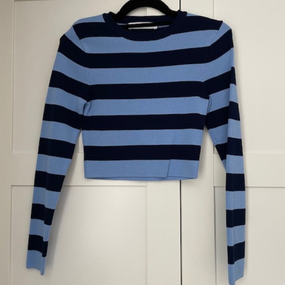 Zara blue striped cropped sweater - Picture 5 of 5